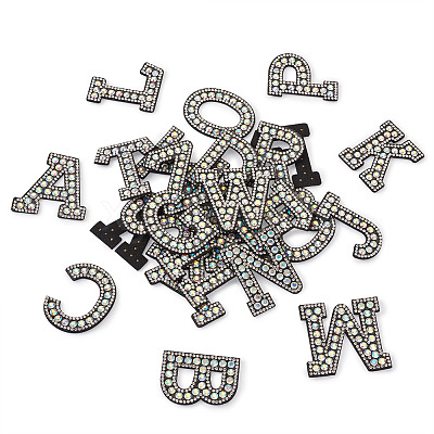 Alphabet Resin Rhinestone Patches DIY-TAC0005-45B-1