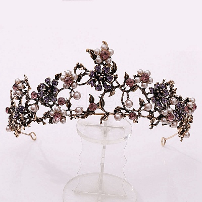 Baroque Rhinestone Pearl Wedding Crown PW-WG88593-01-1