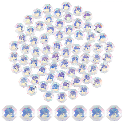 80Pcs Transparent Faceted Glass Connector Charms GLAA-SP0001-88D-02-1