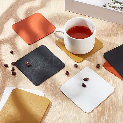 8Pcs 4 Colors PU Leather Cup Mats AJEW-GA0007-74-1