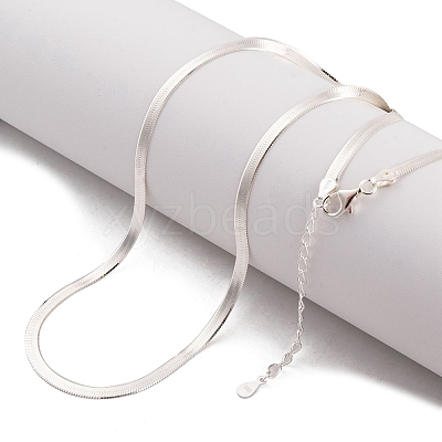 925 Sterling Silver Snake Chain Necklaces NJEW-P300-01A-S-1