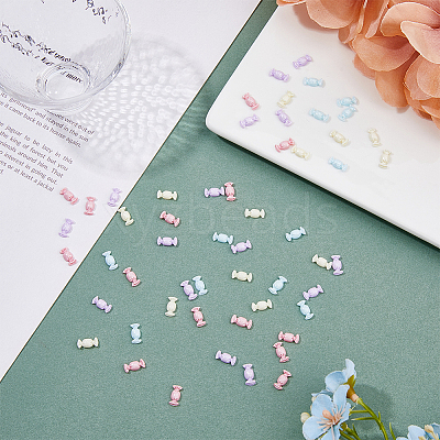 200Pcs 4 Colors Opaque Resin Cabochons RESI-HY0001-26-1