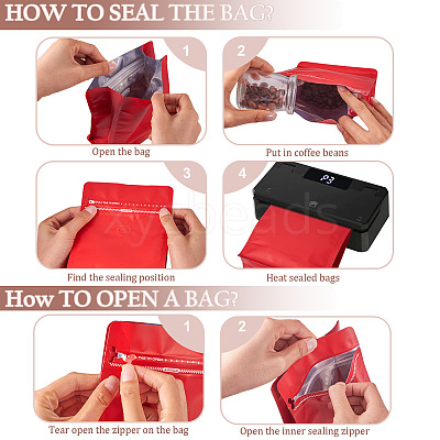 10Pcs BOPP and Aluminized PET and PE Resealable Coffee Zipper Bags with Valve ABAG-TA0001-93D-1