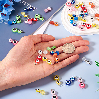 40Pcs 10 Styles Resin Evil Eye & Cat Eye Pendants FIND-TA0004-25-1