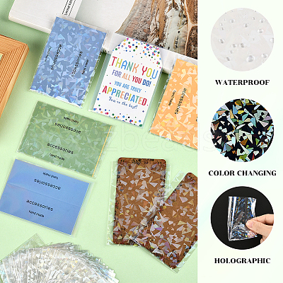 2 Bags 2 Styles Rectangle Laser Transparent Plastic Packaging Bags ABAG-SP0001-46A-1