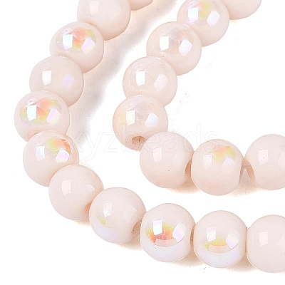 Electroplate Opaque Glass Beads Strands EGLA-Q132-6MM-01C-02-1