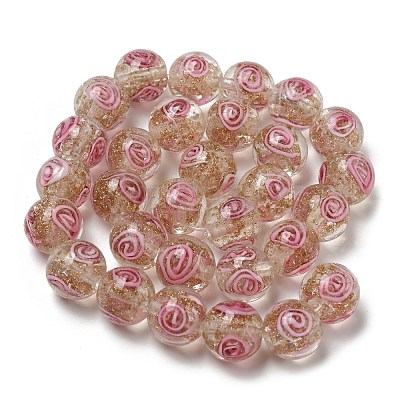 Handmade Gold Sand Lampwork Beads Strands LAMP-OC0001-53C-1