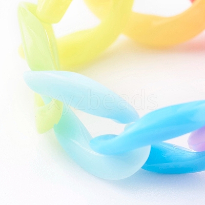 Opaque Acrylic Curb Chain Finger Rings RJEW-JR00325-1