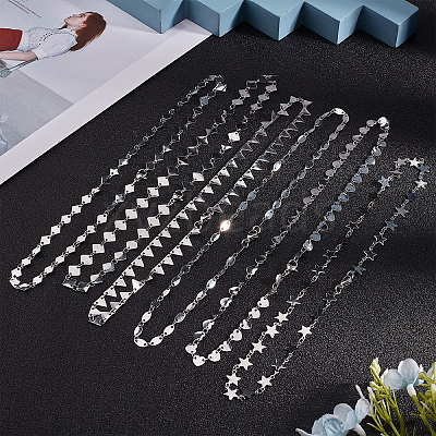 304 Stainless Steel Link Chain Necklaces NJEW-UN0001-09P-1