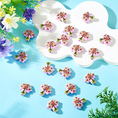 20pCS Printed Opaque Acrylic Beads OACR-TA0004-75B-1