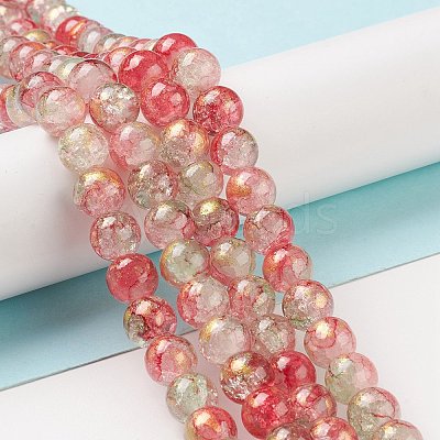 Baking Paint Crackle Glass Bead Strands DGLA-R053-05D-1