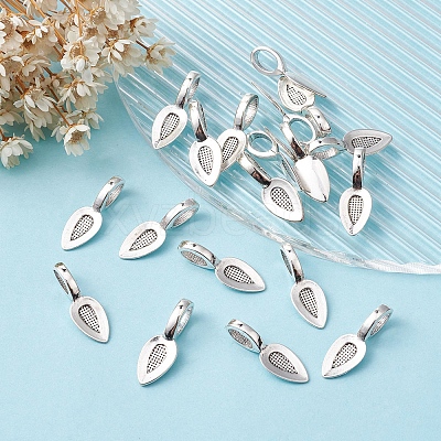 Tibetan Style Alloy Glue-on Flat Pad Bails for Pendants Making TIBEP-YW0001-50-1