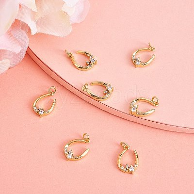 Rack Plating Brass Micro Pave Clear Cubic Zirconia Pendants ZIRC-SZ0004-04-1