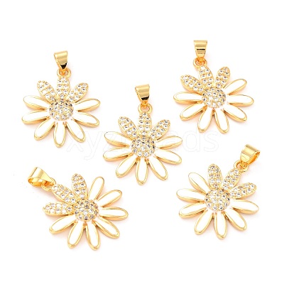 Real 18K Gold Plated Brass Micro Pave Cubic Zirconia Pendants ZIRC-L100-087G-01-1