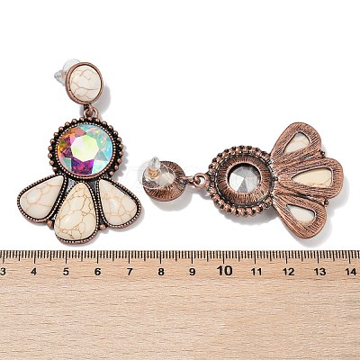 Alloy Synthetic Turquoise Dangle Stud Earrings LS-EJEW-U053-04A-R-1