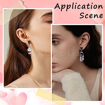 30Pcs Heart Alloy Stud Earring Findings FIND-SP0005-60A-01-1