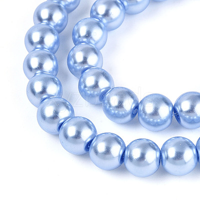 Baking Paint Pearlized Glass Pearl Round Bead Strands HY-Q330-8mm-24-1