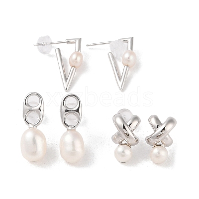 Anti-Tarnish Sterling Silver Stud Earrings EJEW-C087-11A-P-1