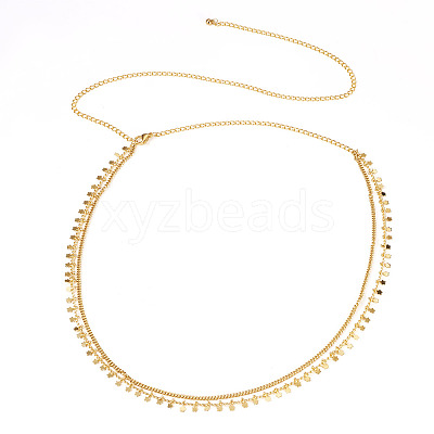Brass Star Charm Double Layer Curb Waist Chains for Women NJEW-TA00192-1