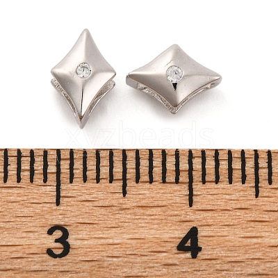 925 Sterling Silver Micro Pave Clear Cubic Zirconia Slide Charms STER-P061-02B-P-1