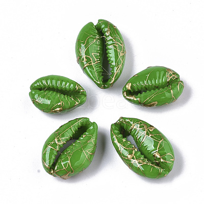 Spray Painted Natural Cowrie Shell Beads X-SSHEL-R047-03-A03-1