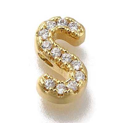 Rack Plating Brass Micro Pave Clear Cubic Zirconia Beads KK-G500-30G-S-1