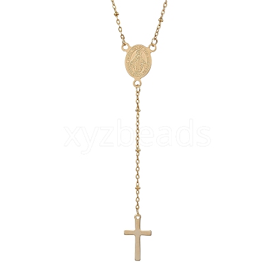 304 Stainless Steel Virgin Rosary Bead Necklaces NJEW-JN05107-1