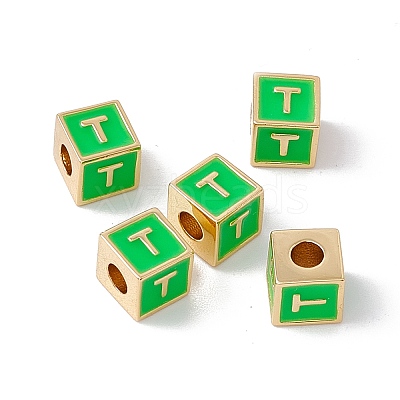 Rack Plating Brass Enamel Beads KK-B060-04G-02T-1