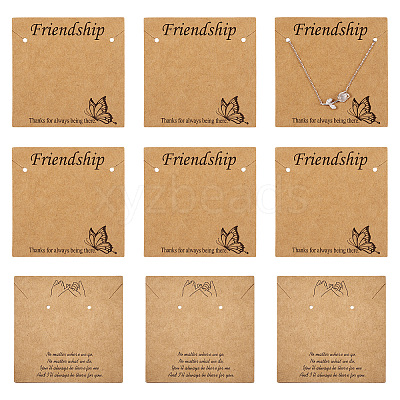 100Pcs 2 Styles Friendship Theme Kraft Paper Jewelry Display Cards CDIS-TA0001-24-1
