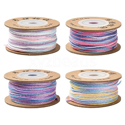 4 Rolls 4 Colors Segment Dyed Macrame Cotton Cord OCOR-YW0001-27B-1