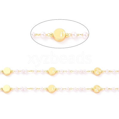 3.28 Feet Handmade CCB Plastic Imitation Pearl Beaded Chains X-CHC-I038-23G-1