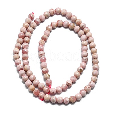 Round Natural Rhodochrosite Bead Strands G-F289-21-4mm-1
