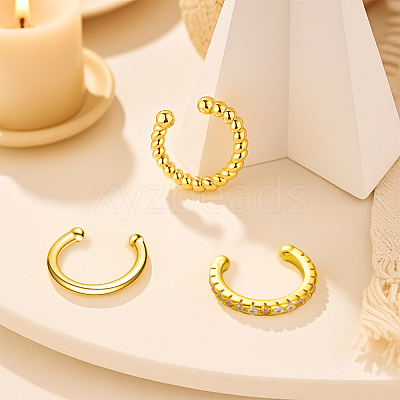 12Pcs 6 Styles Brass C-Shaped Cuff Earrings EJEW-GO0003-29-1