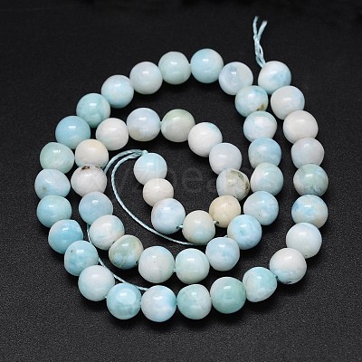 Natural Larimar Round Beads Strands G-O087-10-6mm-1