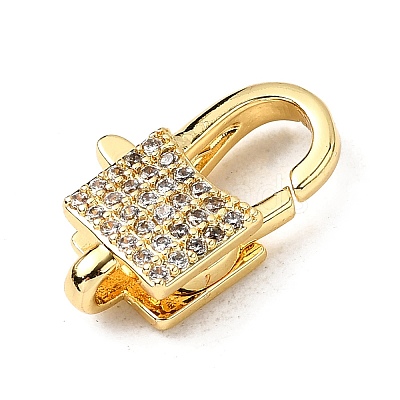 Brass Clear Cubic Zirconia Lobster Claw Clasps KK-Z078-48A-G-1