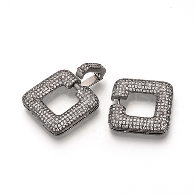 Brass Micro Pave Cubic Zirconia Fold Over Clasps ZIRC-S058-01B-1