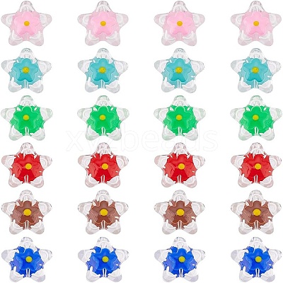 24Pcs 6 Colors Handmade Lampwork Beads LAMP-AR0001-31-1