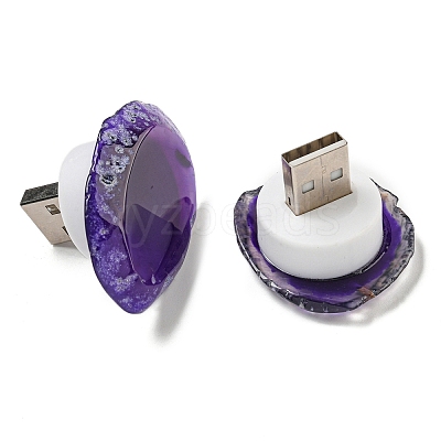 Dyed & Heatsd Natural Agate Slice USB Night Light Decoration G-Q170-10D-1