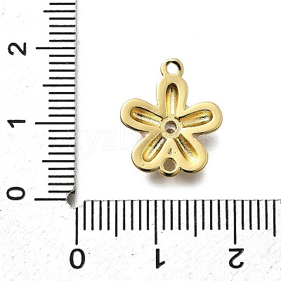 Brass Clear Cubic Zirconia Flower Connector Charms KK-P295-52G-01-1