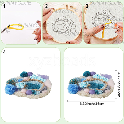 DIY Coaster Punch Needle Embroidery Starter Kits for Beginners DIY-WH20095-003D-1
