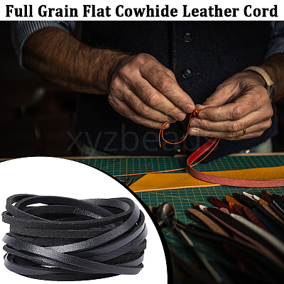 Flat Cowhide Leather Jewelry Cord LC-GF0001-10B-04-1