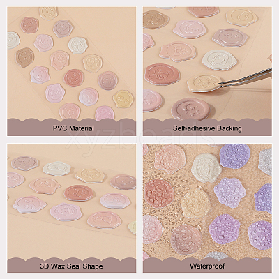 8 Sheets 4 Colors PVC Adhesive Wax Seal Stickers Set STIC-CP0001-14-1
