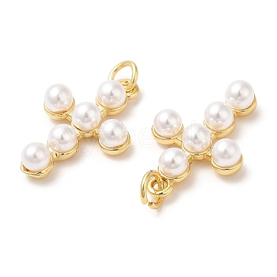 Brass Plastic Imitation Pearls Pendants X-KK-Q775-23G-1