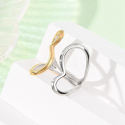 304 Stainless Steel Open Cuff Rings for Women RJEW-K321-01F-1