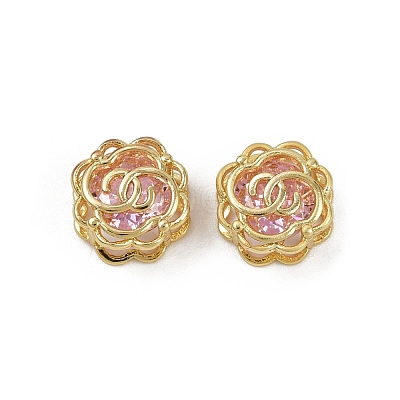 Brass Micro Pave Cubic Zirconia Beads KK-C093-08G-02-1