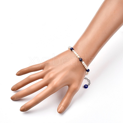 Natural Lapis Lazuli(Dyed) Beaded Bracelets BJEW-JB05313-03-1