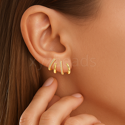 2Pairs 2 Colors Rack Plating Claw Brass Clip-on Earrings EJEW-GO0001-08-1