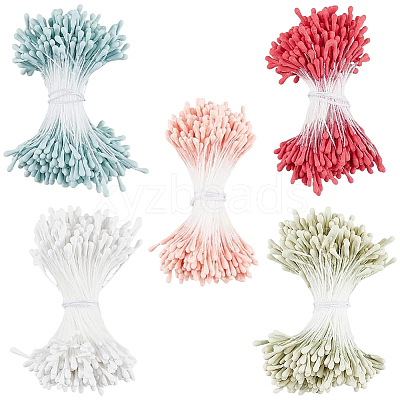 5 Bundles 5 Colors Gypsum with Cotton Cord Artificial Flower Core DIY-GF0014-07B-1