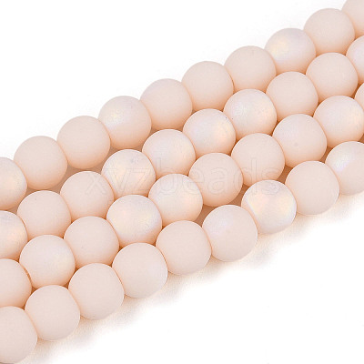 Frosted Opaque Glass Beads Strands GLAA-T032-P6mm-MBB09-1