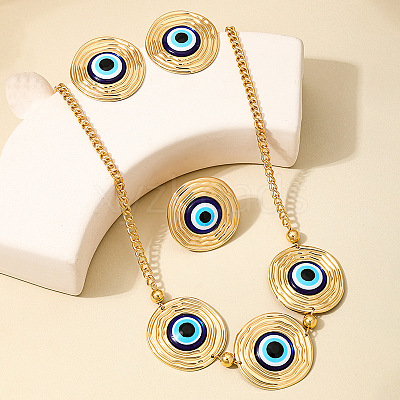 Alloy Enamel Earrings & Necklaces & Rings Sets for Women FS-WG87187-01-1